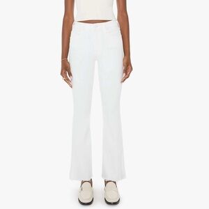 Mother Denim The Weekender Fray Fairest of them All High Rise White Flare Jeans